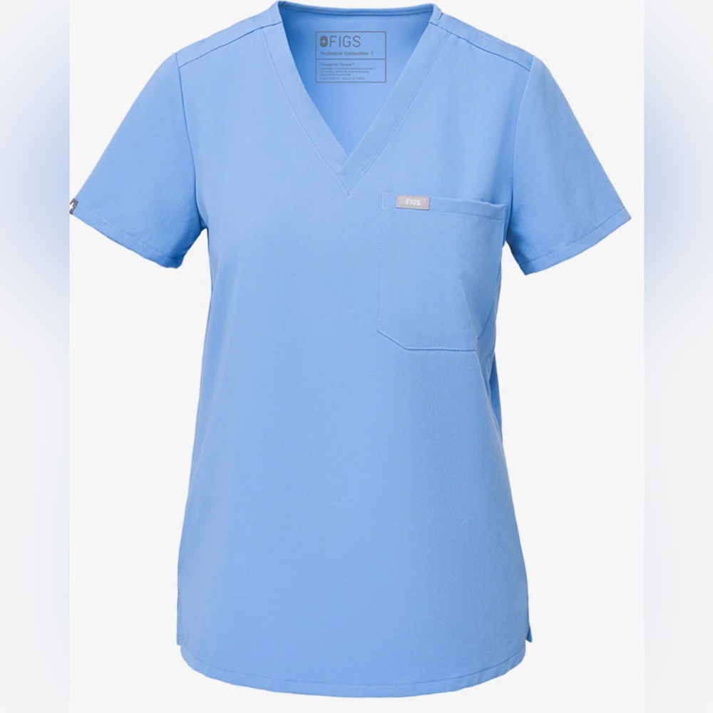 FIGS Catarina Scrub Top in Ceil Blue